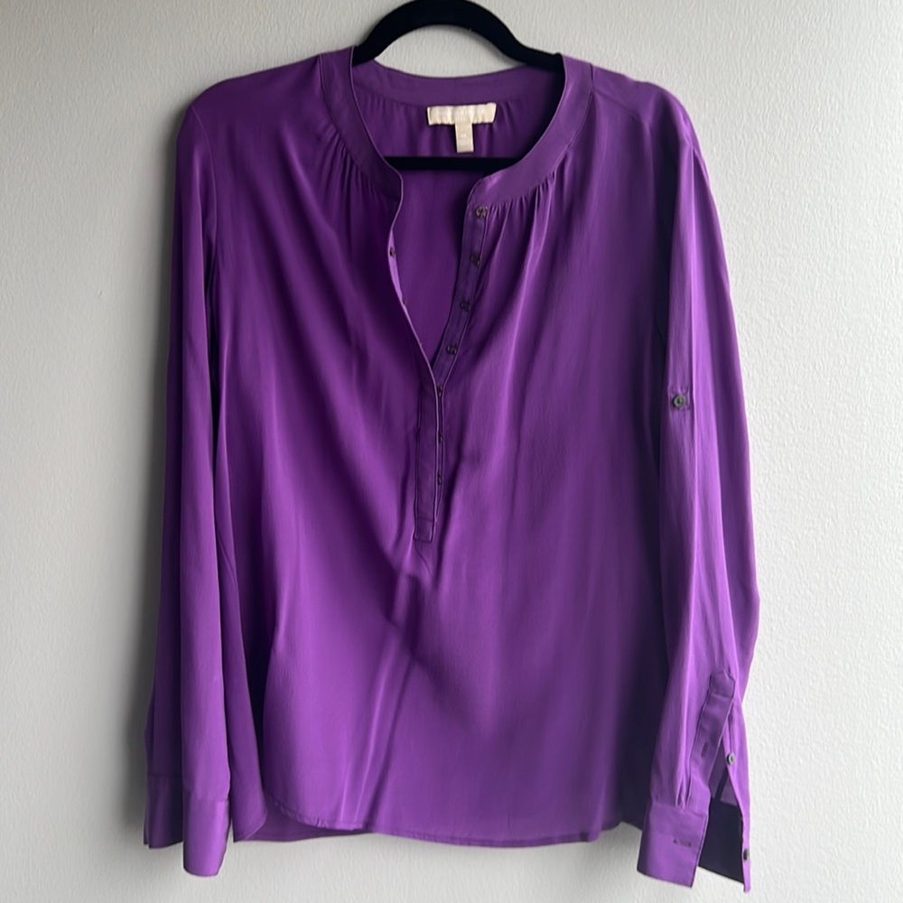 Banana Republic Purple 100% Silk Blouse, Medium